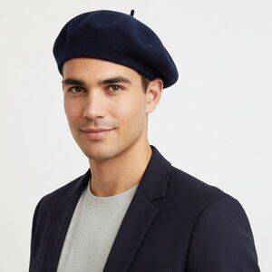 Polo Ralph Lauren Navy Wool Beret Hat Made in Italy Vintage